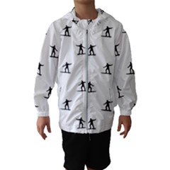 Black And White Surfing Motif Graphic Print Pattern Kids  Hooded Windbreaker by dflcprintsclothing