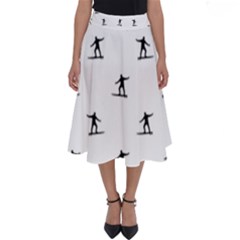 Black And White Surfing Motif Graphic Print Pattern Perfect Length Midi Skirt by dflcprintsclothing