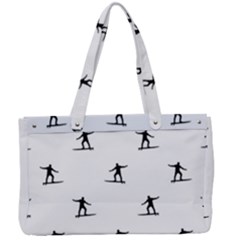 Black And White Surfing Motif Graphic Print Pattern Canvas Work Bag by dflcprintsclothing