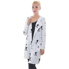 Black And White Surfing Motif Graphic Print Pattern Hooded Pocket Cardigan by dflcprintsclothing