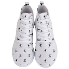 Black And White Surfing Motif Graphic Print Pattern Men s Lightweight High Top Sneakers