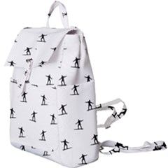 Black And White Surfing Motif Graphic Print Pattern Buckle Everyday Backpack