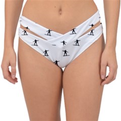 Black And White Surfing Motif Graphic Print Pattern Double Strap Halter Bikini Bottom