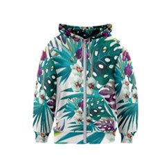 Tropical Flowers Kids  Zipper Hoodie by goljakoff