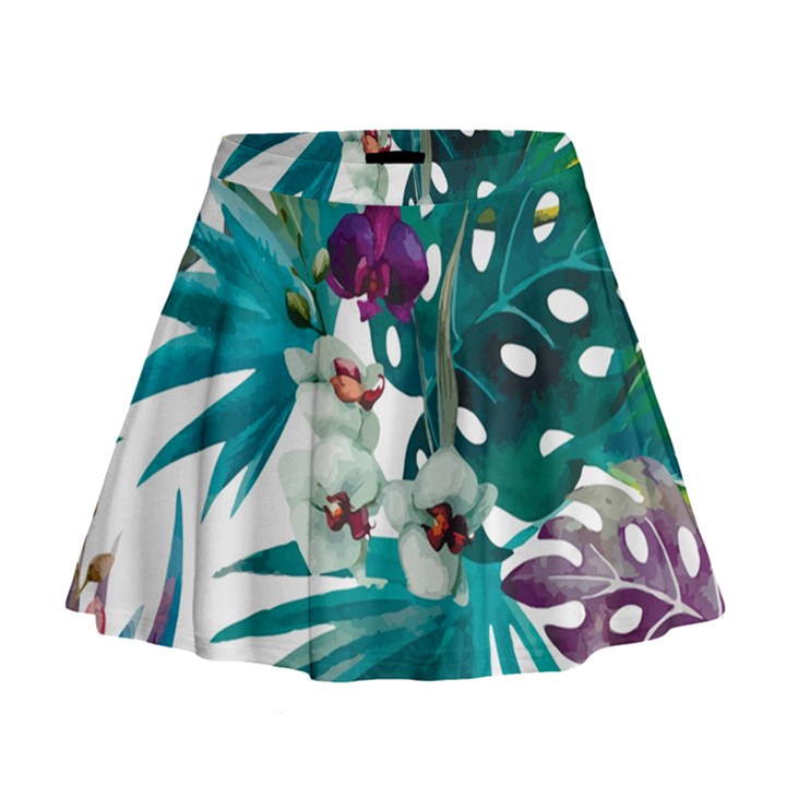 Tropical flowers Mini Flare Skirt