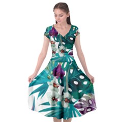 Tropical Flowers Cap Sleeve Wrap Front Dress by goljakoff