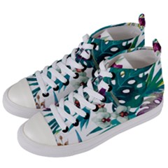 Tropical Flowers Women s Mid-top Canvas Sneakers by goljakoff