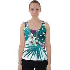 Tropical Flowers Velvet Tank Top by goljakoff