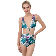 Tropical Flowers Tied Up Two Piece Swimsuit by goljakoff