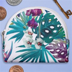 Tropical Flowers Horseshoe Style Canvas Pouch by goljakoff