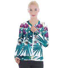 Tropical Flowers Casual Zip Up Jacket by goljakoff