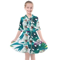 Tropical Flowers Kids  All Frills Chiffon Dress by goljakoff