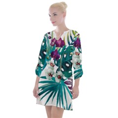 Tropical Flowers Open Neck Shift Dress