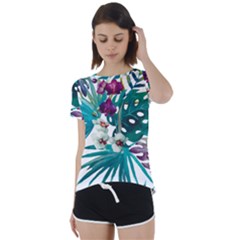 Tropical Flowers Short Sleeve Foldover Tee by goljakoff