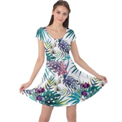 Tropical Flowers Cap Sleeve Dress by goljakoff