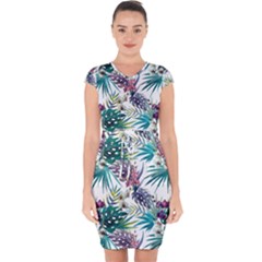 Tropical Flowers Capsleeve Drawstring Dress  by goljakoff