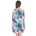 Tropical flowers Long Sleeve V-neck Flare Dress View2