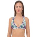 Tropical flowers Double Strap Halter Bikini Top View1