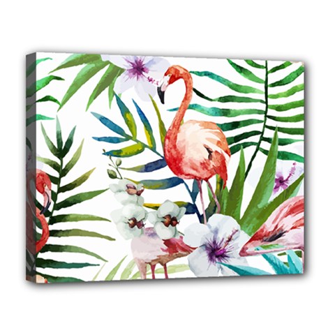 Tropical Flamingo Canvas 14  X 11  (stretched) by goljakoff