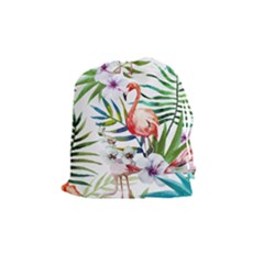 Tropical Flamingo Drawstring Pouch (medium) by goljakoff