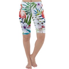 Tropical Flamingo Cropped Leggings  by goljakoff