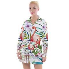 Tropical Flamingo Women s Long Sleeve Casual Dress by goljakoff