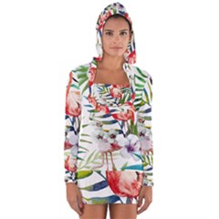 Tropical Flamingo Long Sleeve Hooded T-shirt by goljakoff