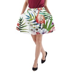 Tropical Flamingo A-line Pocket Skirt by goljakoff