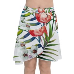 Tropical Flamingo Chiffon Wrap Front Skirt by goljakoff