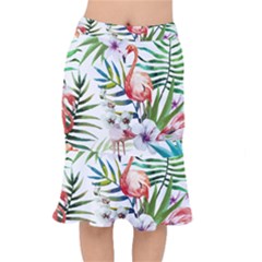 Tropical Flamingo Short Mermaid Skirt by goljakoff