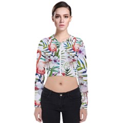 Tropical Flamingo Long Sleeve Zip Up Bomber Jacket by goljakoff