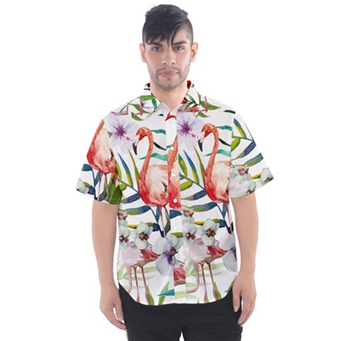 Tropical Flamingo Men s Short Sleeve Shirt by goljakoff