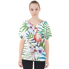 Tropical Flamingo V-neck Dolman Drape Top by goljakoff