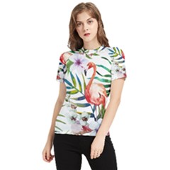 Tropical Flamingo Women s Short Sleeve Rash Guard by goljakoff