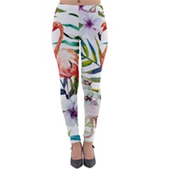 Tropical Flamingo Lightweight Velour Leggings by goljakoff