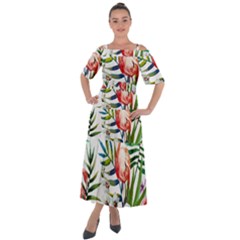 Tropical Flamingo Shoulder Straps Boho Maxi Dress 