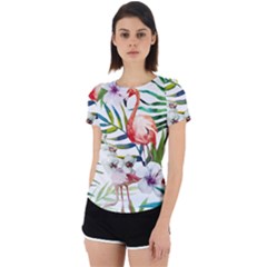 Tropical Flamingo Back Cut Out Sport Tee by goljakoff