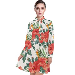 Red Flowers Long Sleeve Chiffon Shirt Dress by goljakoff