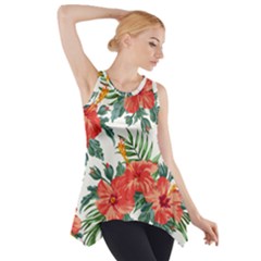 Red Flowers Side Drop Tank Tunic by goljakoff