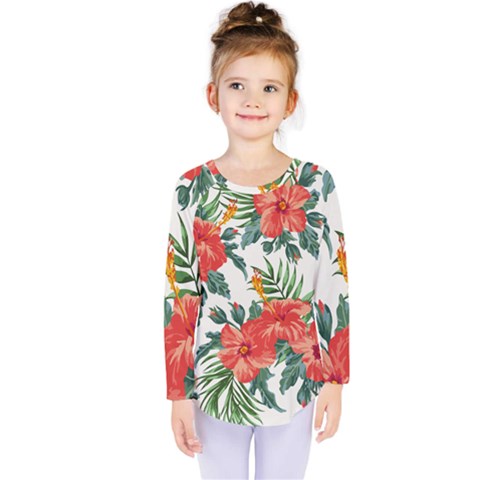 Red Flowers Kids  Long Sleeve Tee by goljakoff