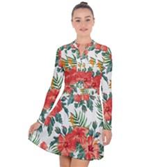 Red Flowers Long Sleeve Panel Dress by goljakoff