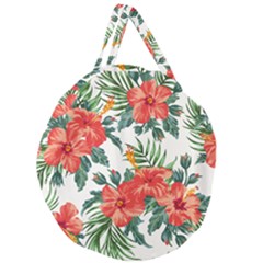 Red Flowers Giant Round Zipper Tote by goljakoff