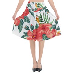 Red Flowers Flared Midi Skirt by goljakoff