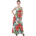 Red flowers Empire Waist Velour Maxi Dress View1