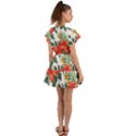 Red flowers Flutter Sleeve Wrap Dress View2