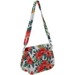 Red Flowers Saddle Handbag by goljakoff