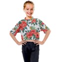 Red flowers Kids Mock Neck Tee View1