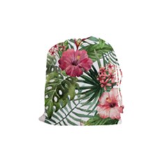 Monstera Flowers Drawstring Pouch (medium) by goljakoff