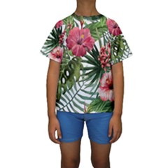 Monstera Flowers Kids  Short Sleeve Swimwear by goljakoff