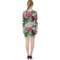 Monstera flowers V-neck Bodycon Long Sleeve Dress View2